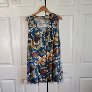 Womens‎ Multi-Colored Tropical Dress Size Med Button Front Vacation Resort